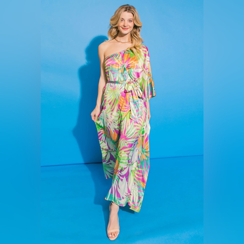 Flying Tomato Tropical Leaf Print Dress